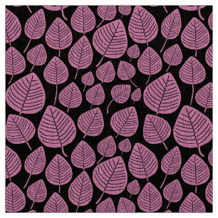 Tela Hojas - Rosa en negro