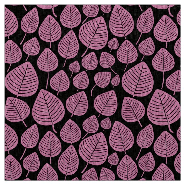 Tela Hojas - Rosa en negro (Retal)