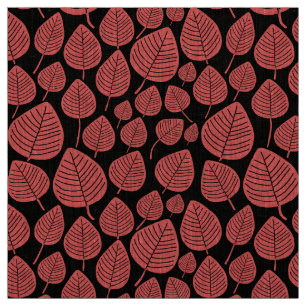 Tela Hojas - Rosa tropical en negro