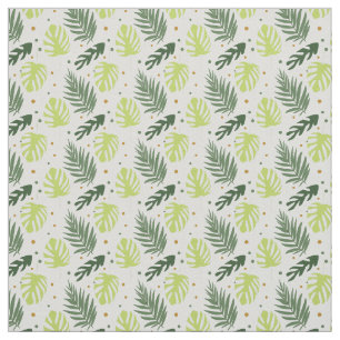 Tela Hojas tropicales y puntos de polka sobre la textur