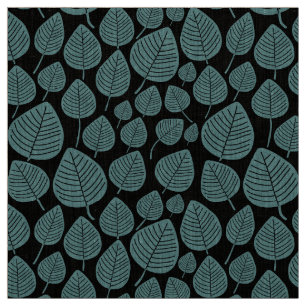 Tela Hojas - Verde Oceánico sobre Negro