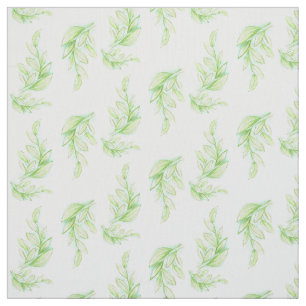 Tela Hojas verdes de primavera patrón de arte acuático