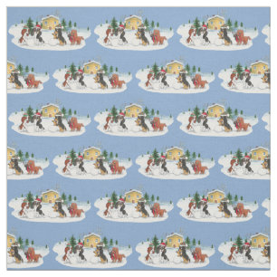 Tela Holiday Cavalier King Charles Spaniel Fabric