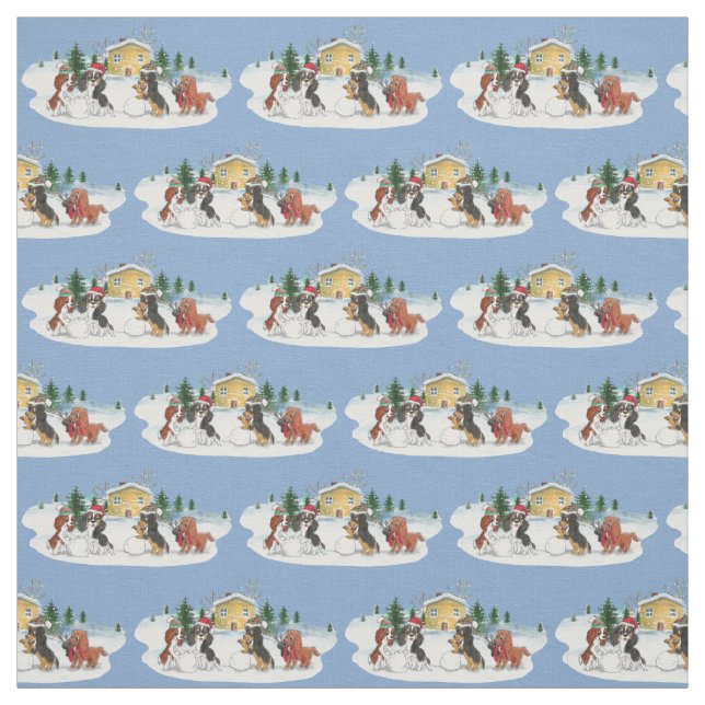 Tela Holiday Cavalier King Charles Spaniel Fabric (Retal)