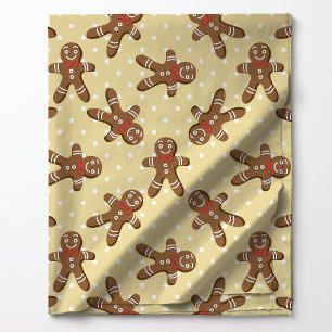 Tela Hombre de Jengibre Lunares en Navidad Crema