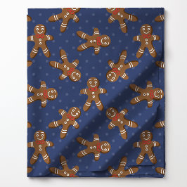 Tela Hombre de Jengibre Lunares Sobre Navidad Azul Mari