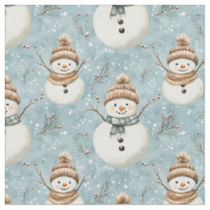 Tela Hombres de nieve y copos de nieve