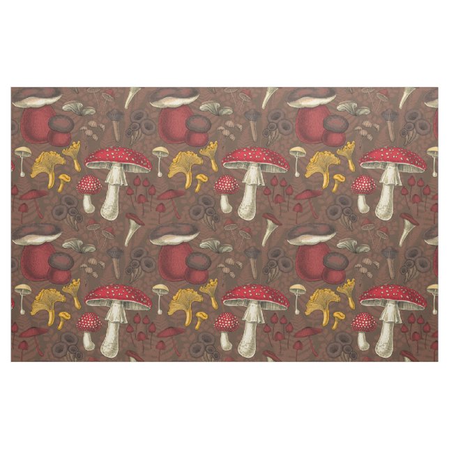 Tela Hongos silvestres en marrón ("Cuarto gordo" (fat quarter))