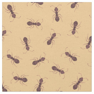 Tela Hormigas Marrones Ilustradas en Naranja