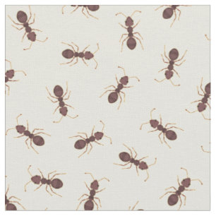 Tela Hormigas Marrones Ilustradas sobre Amarillo Claro