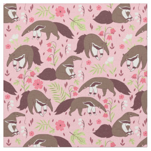 Tela hormiguero rosa lindo animal floral