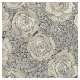 Tela hortensia de rosa floral crema negro metalizado