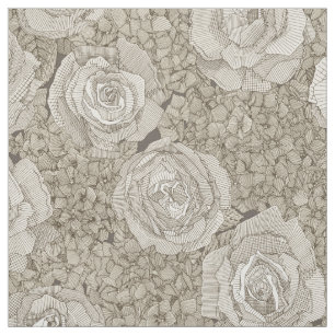 Tela hortensia de rosa floral cuero té plateado