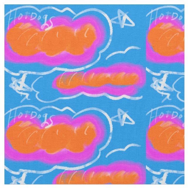 Tela Hotdog blue,Pink,orange (De cerca)