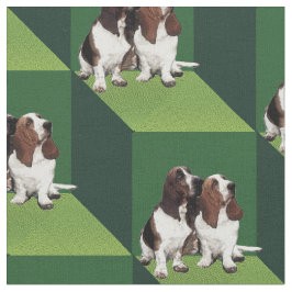 Tela Hound Basset en Cubos verdes