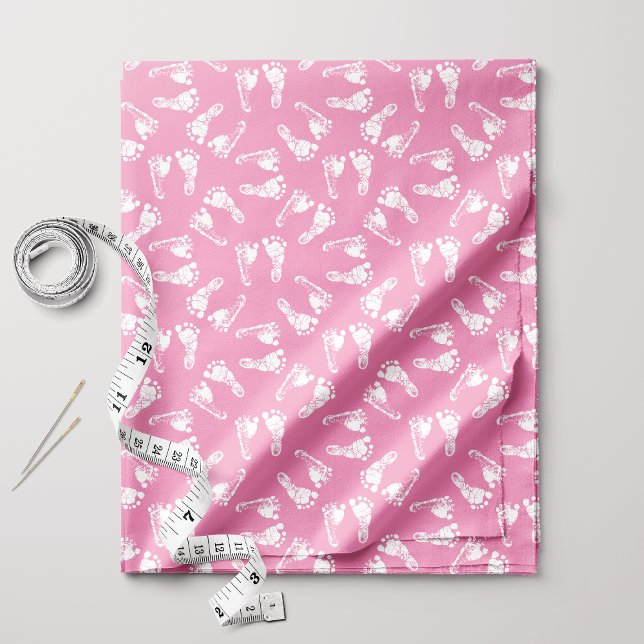 Tela Huella de bebé blanca sobre fondo rosa (Subido por el creador)