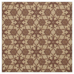 Tela Huella de encaje antiguo - chocolate y beige