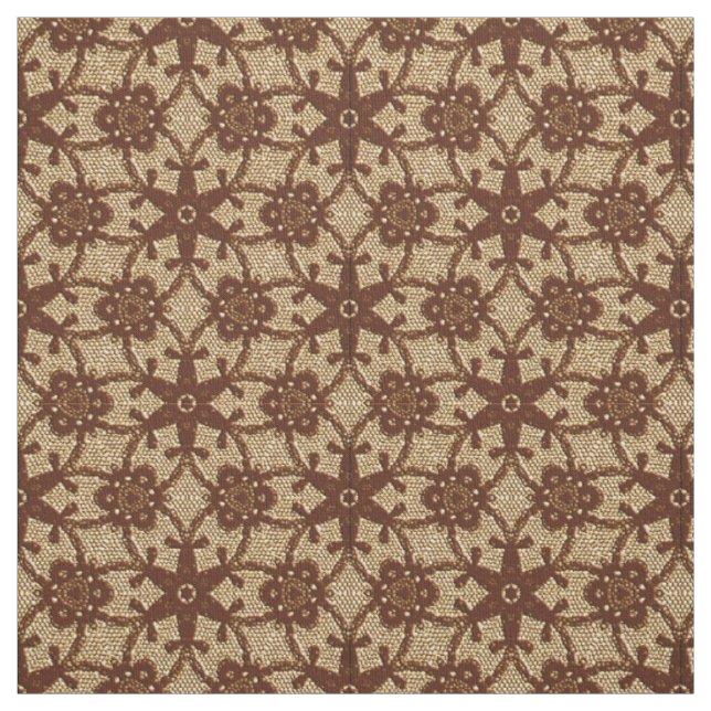 Tela Huella de encaje antiguo - chocolate y beige (Retal)