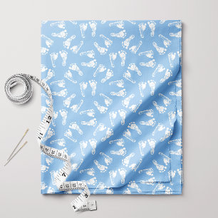Tela Huellas Blancas de Bebé Sobre Azul