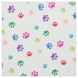 Tela Huellas de patas pintadas con colores del arcoíris