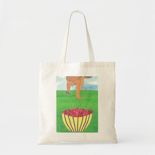 Tela Huellas de perro y bolso de cereza (Frente)