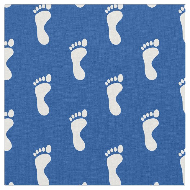 Tela Huellas de pies azul blanco (De cerca)