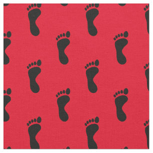 Tela Huellas de pies rojo negro
