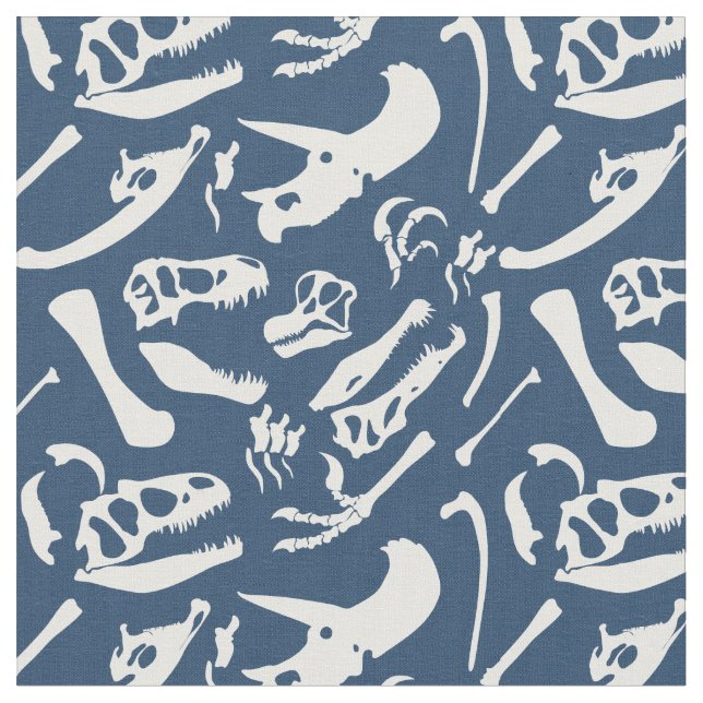 Tela Huesos de dinosaurio (azules) (De cerca)