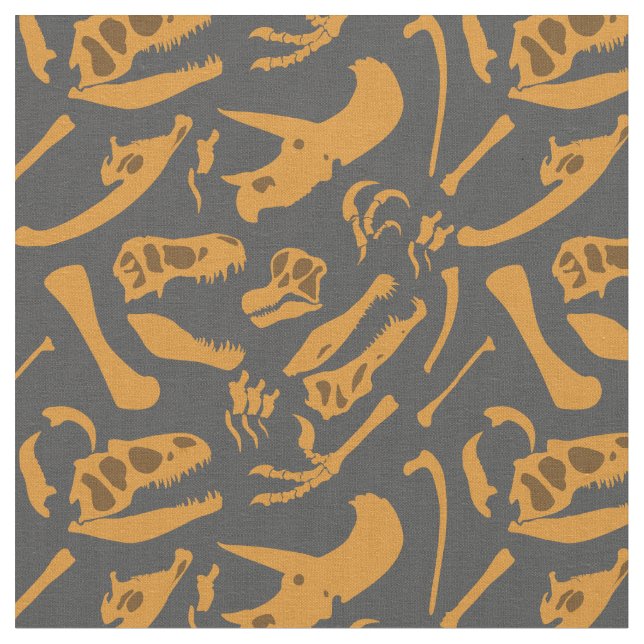 Tela Huesos de dinosaurio (gris) (De cerca)