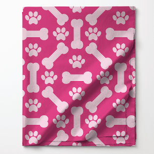 Tela Huesos de Perro Estampado de Huellas de Patitas Ro