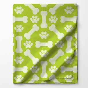 Tela Huesos de perro verdes y blancos y estampado de hu