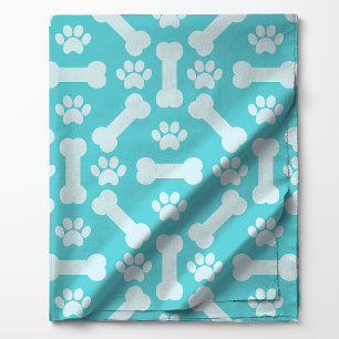 Tela Huesos de perro y estampado de huellas de patas en