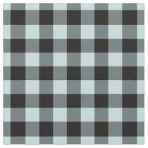 Tela Huevo de Pato Azul y Cuadros de Gingham Negro