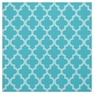 Tela Humores marroquíes Quatrefoil de la turquesa