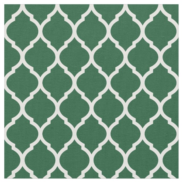 Tela Hunter Green Moroccan Quatrefoil (De cerca)