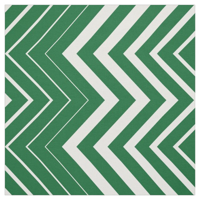 Tela Hunter Green Y White Zigzag Chevron (Retal)