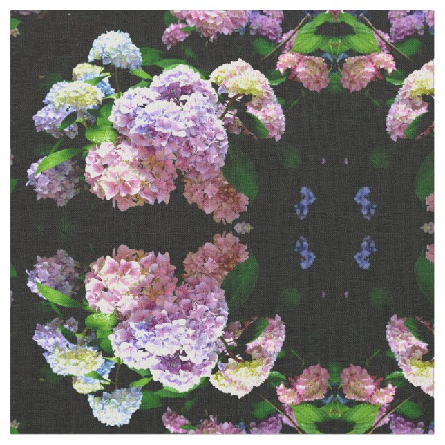 Tela Hydrangea garden, rosa, azul, violeta floral (De cerca)