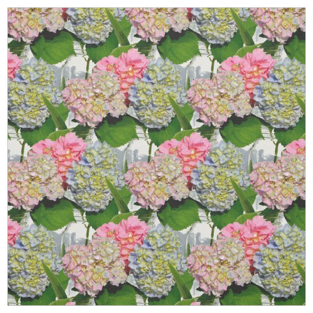 Tela Hydrangeas y Mason jar (Retal)