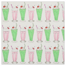 Ice Cream Shoppe Pink Green Shake Milkshake Print