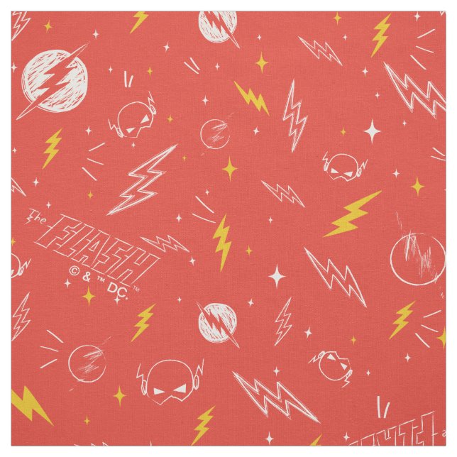 Tela Icono de relámpago de Flash y patrón de garabatos (Retal)
