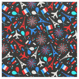 Tela Iconos franceses sobre fondo negro