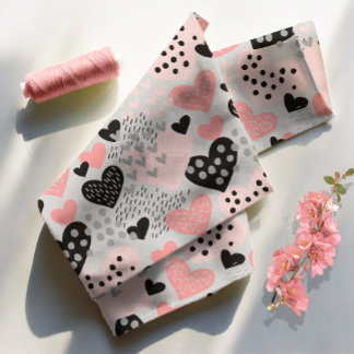 Tela ID del patrón de puntos y corazones dibujados a ma
