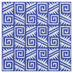 Tela Ikat Aztec Tribal - Azul cobalto y blanco