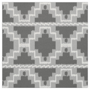 Tela Ikat Aztec Tribal - gris oscuro y claro / gris