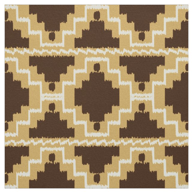 Tela Ikat Aztec Tribal - Tan, marrón y crema (Retal)