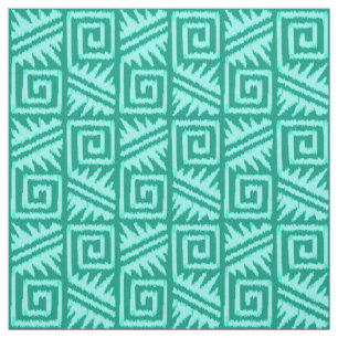 Tela Ikat Aztec Tribal - Turquesa y Aqua