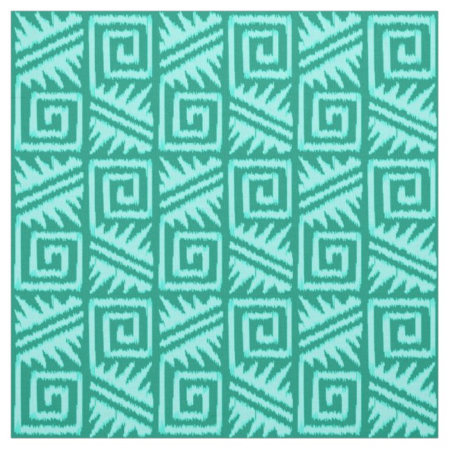 Tela Ikat Aztec Tribal - Turquesa y Aqua (Retal)