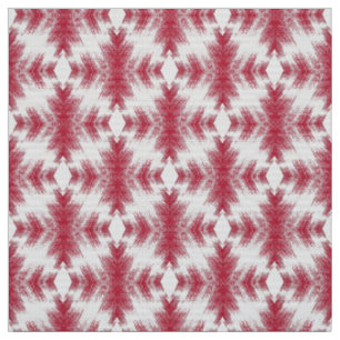 Tela ikat blanco rojo con estilo étnico geométrico