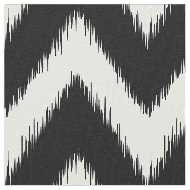 Tela Ikat blanco y negro Chevron (De cerca)