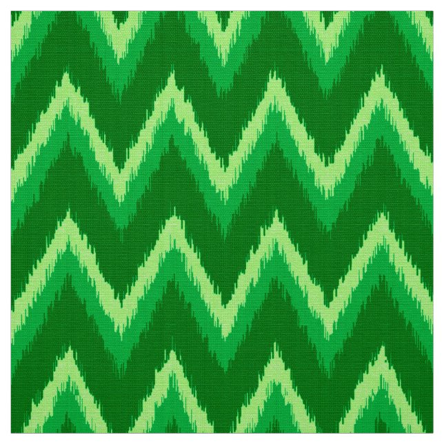 Tela Ikat Chevron Stripes - Pino y Verde Lime (Retal)